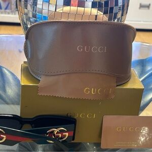 Gucci Brown Leather Eye Mask with Sunglasses